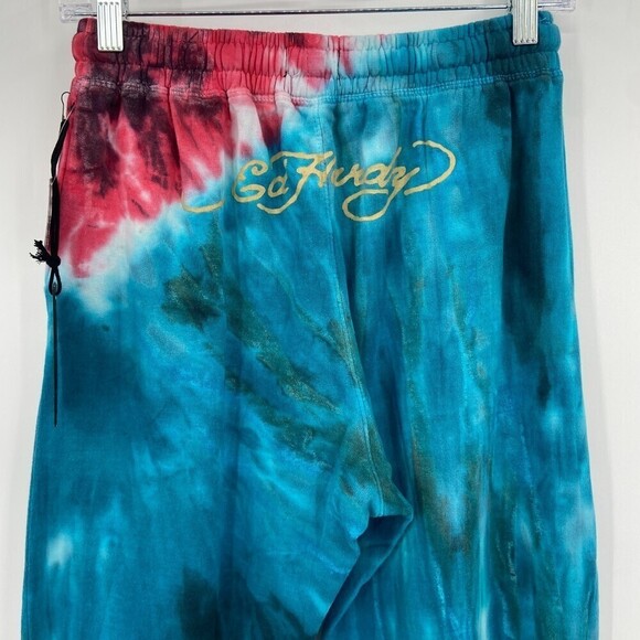 NWT ED HARDY Skull Dagger Blue Yellow Red Tie Dye Jogger Pants Size Small - Picture 6 of 10